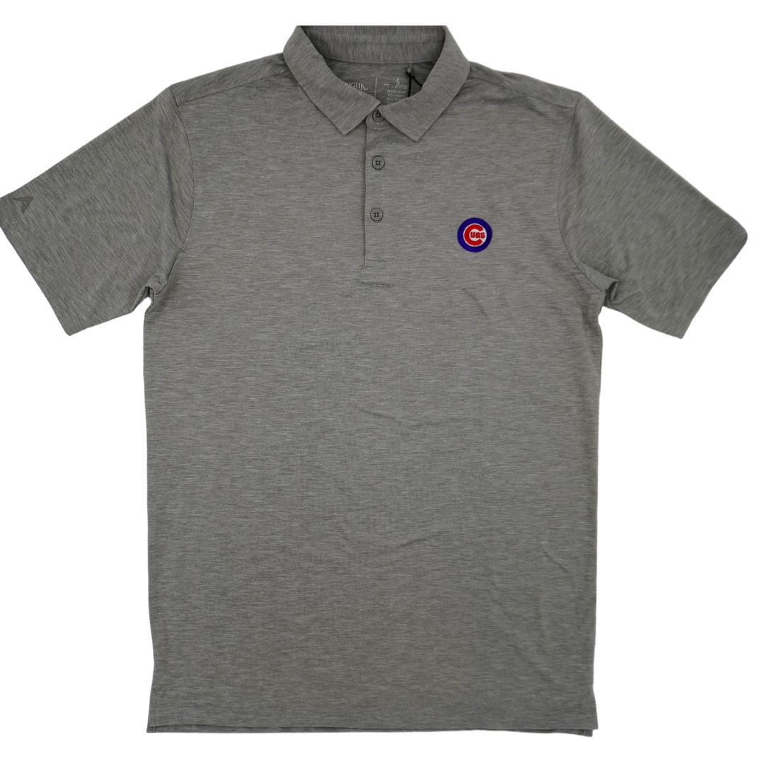 CHICAGO CUBS ANTIGUA MEN'S BULLSEYE LOGO GREY SKYSCRAPER POLO Polo ANTIGUA