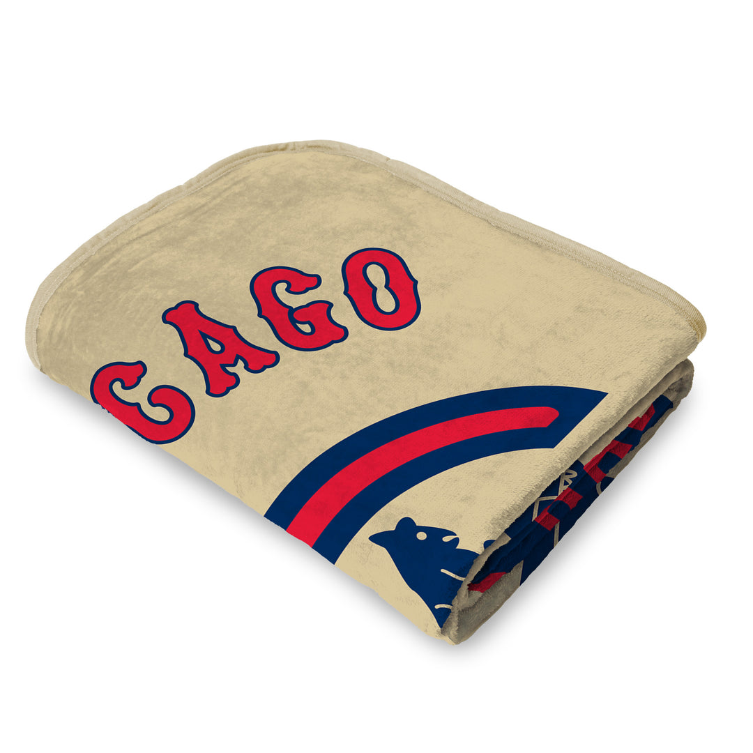 Chicago Cubs 1929 Logo Natural Tan Blanket Blankets NORTHWEST COMPANY