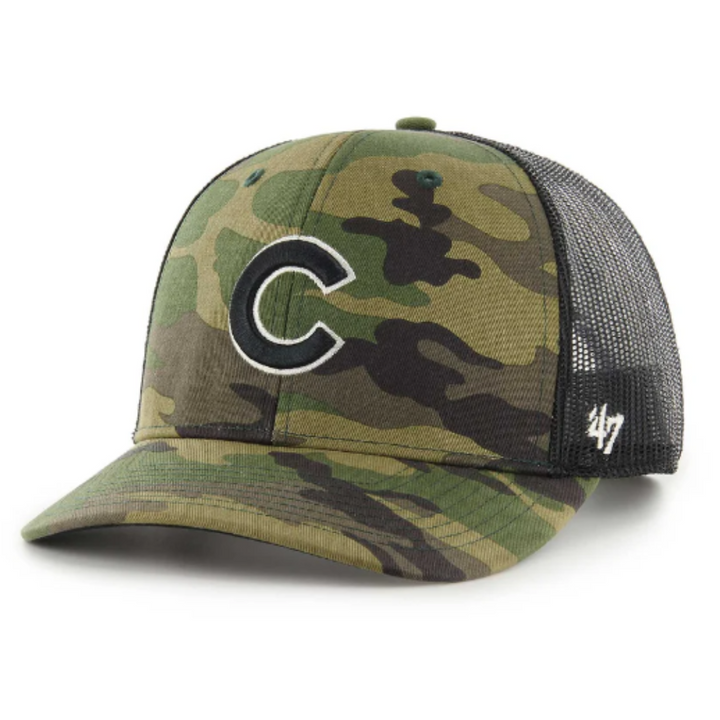 CHICAGO CUBS '47 C LOGO CAMO TRUCKER CAP Caps 47 BRAND