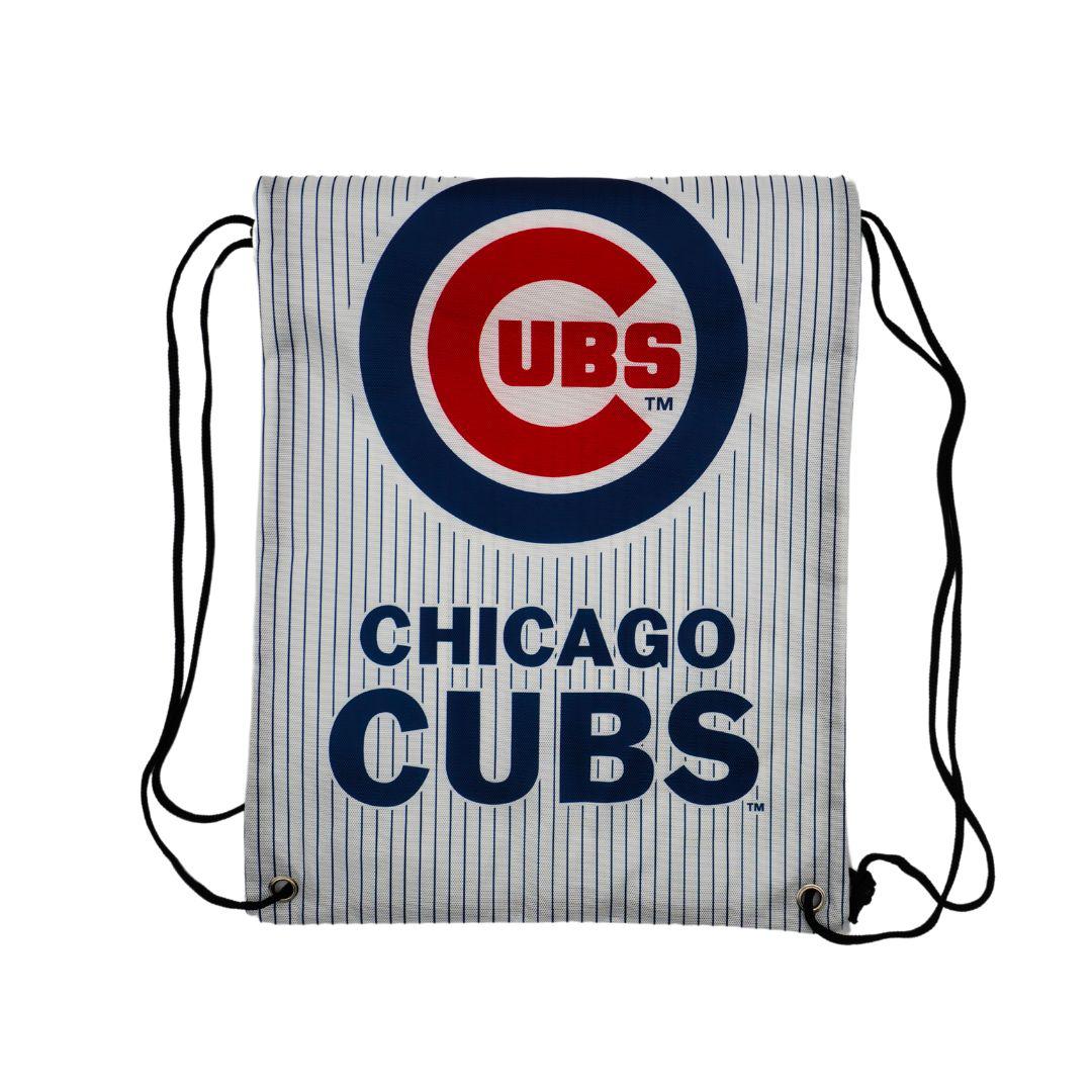 CHICAGO CUBS PINSTRIPE BULLSEYE DRAWSTRING BACKPACK Bags & Backpacks FOREVER COLLECTIBLES