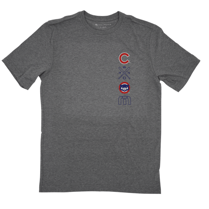 CHICAGO CUBS TRAVIS MATHEW MEN'S SLAM GREY TEE Short Sleeve Tees TRAVIS MATHEWS