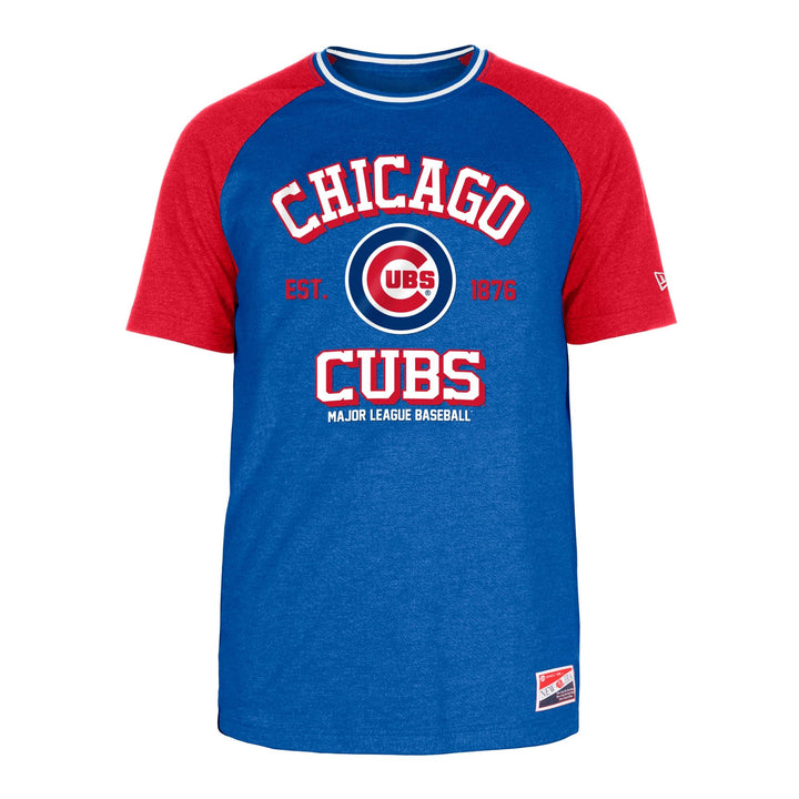 Chicago Cubs New Era Men's Bullseye Royal Blue and Red Puff Print Tee Short Sleeve Tees NEW ERA CAP COMPANY INC