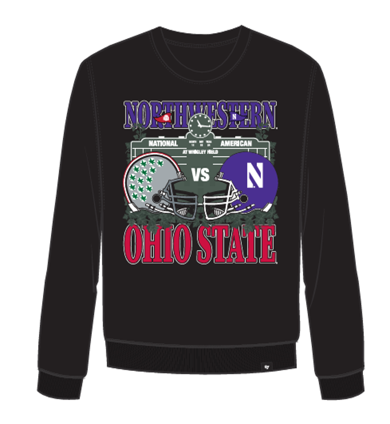 Wrigley Field Northwestern X Ohio State Dueling Football Crewneck Sweatshirt Sweatshirts & Hoodies 47 BRAND