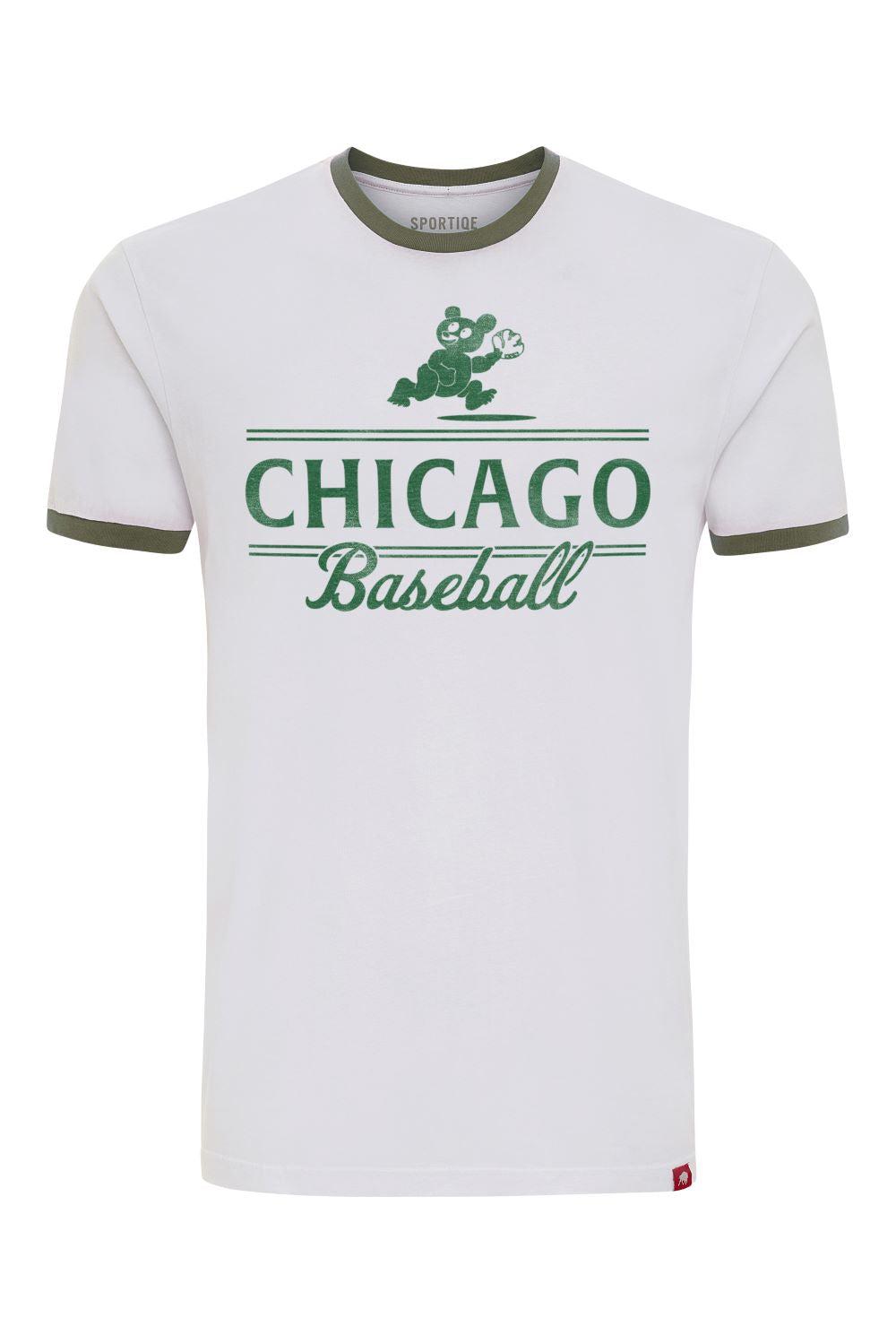 WRIGLEY FIELD FOUL BALL WHITE RINGER TEE Short Sleeve Tees SPORTIQE