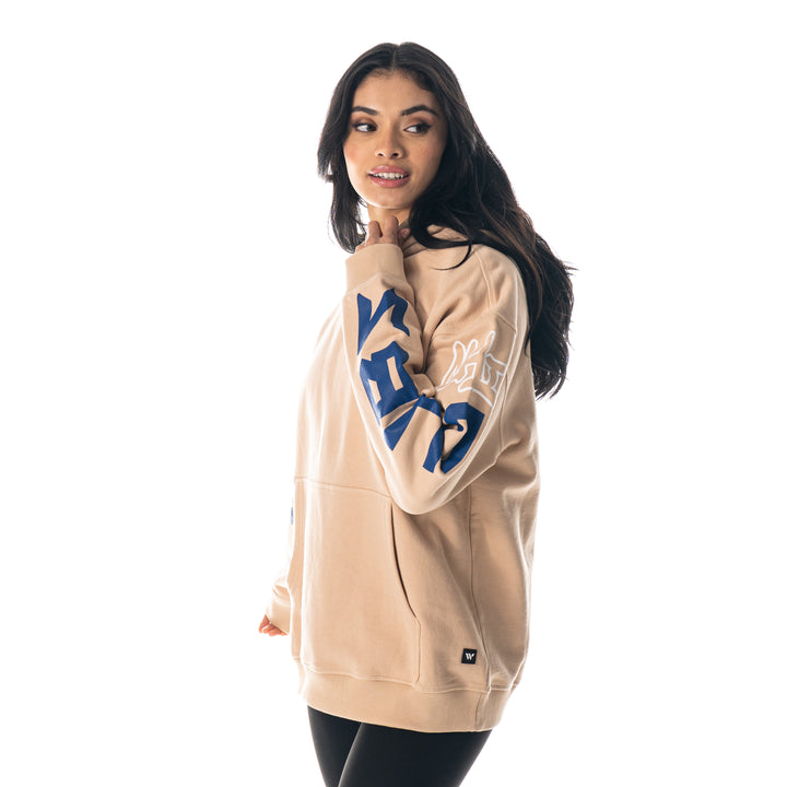 CHICAGO CUBS WILD COLLECTIVE WOMEN'S BULLSEYE TAN HOODIE Sweatshirts & Hoodies THE WILD COLLECTIVE