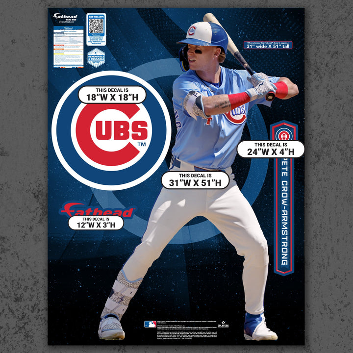 Pete Crow-Armstrong - RealBig Alternate Jersey Collection - Official MLB - Chicago Cubs - Reusable Vinyl Wall Decals Vinyl Die-Cut Character UNASSIGNED