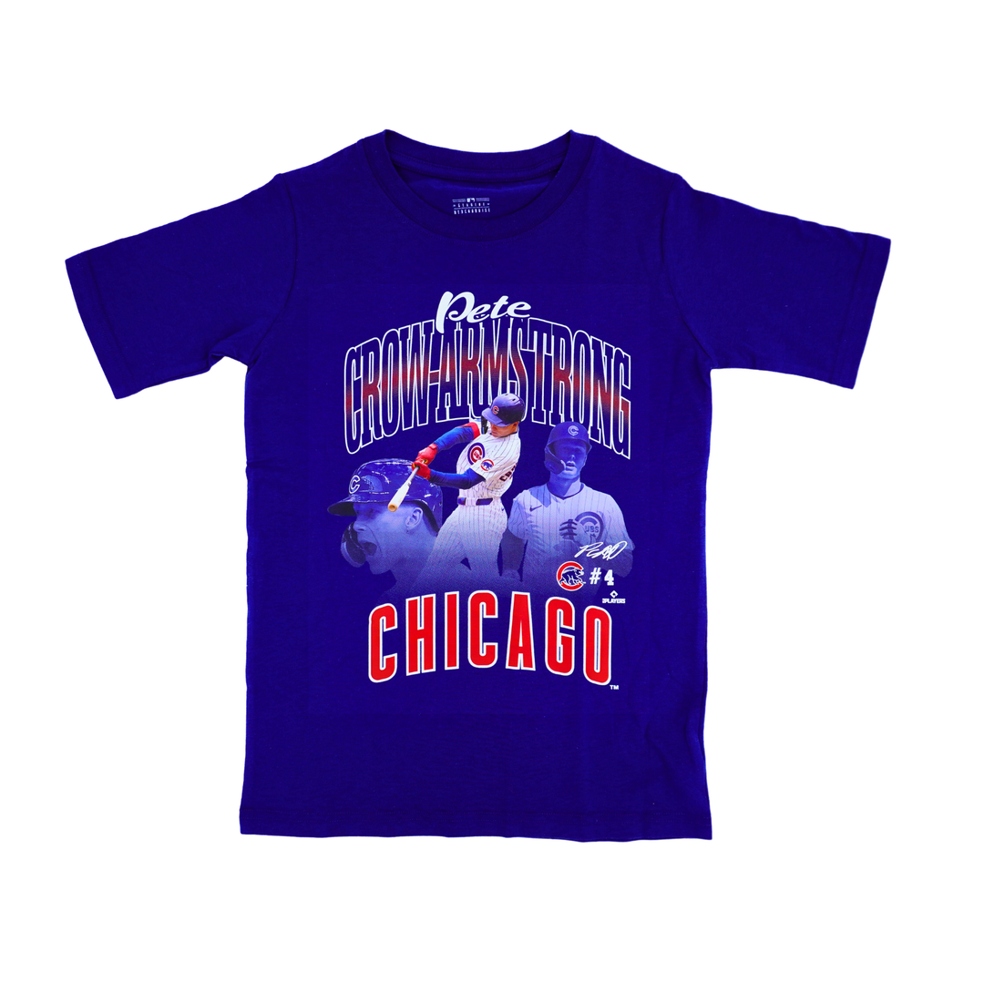 Chicago Cubs Pete Crow Armstrong Triple Pic Youth Tee by New Era OUTERSTUFF LLC