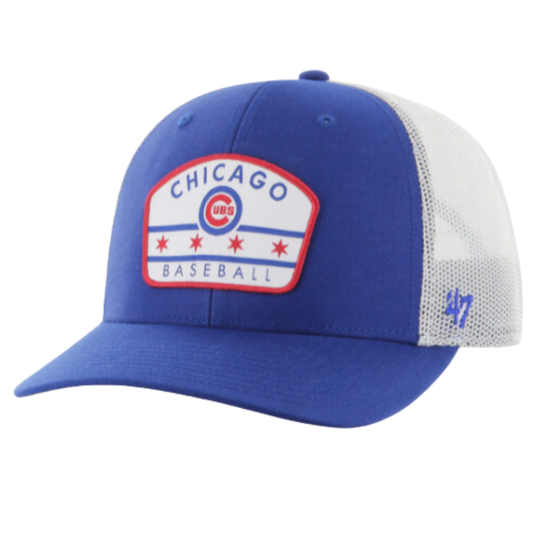 CHICAGO CUBS '47 PATCH ROYAL BLUE TRUCKER CAP Caps 47 BRAND