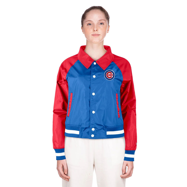 CHICAGO CUBS NEW ERA WOMEN'S RED AND BLUE COACH JACKET Jackets & Outerwear NEW ERA CAP COMPANY INC