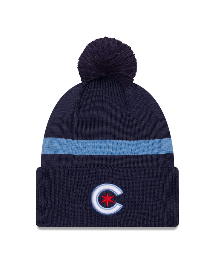 Chicago Cubs New Era City Connect Navy Knit Pom Beanie Knits NEW ERA CAP COMPANY INC