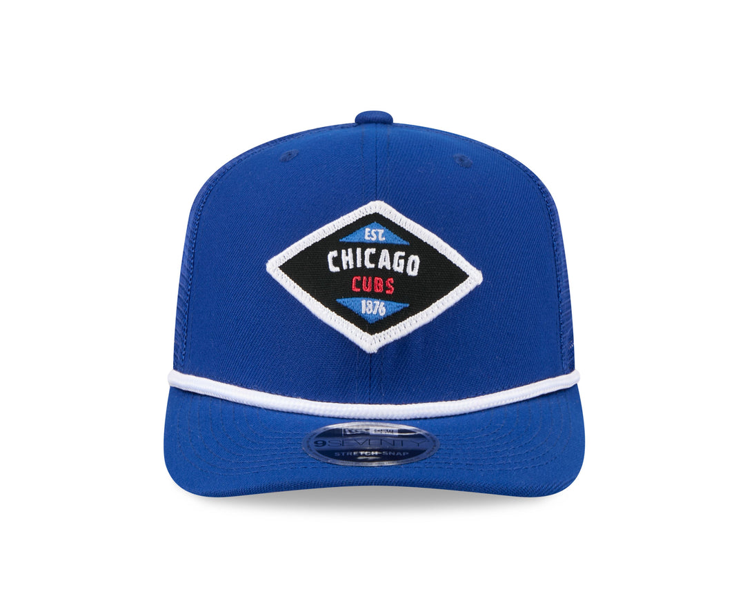 Chicago Cubs Patch Trucker 9SEVENTY Snapback Blue Cap by New Era Caps New Era