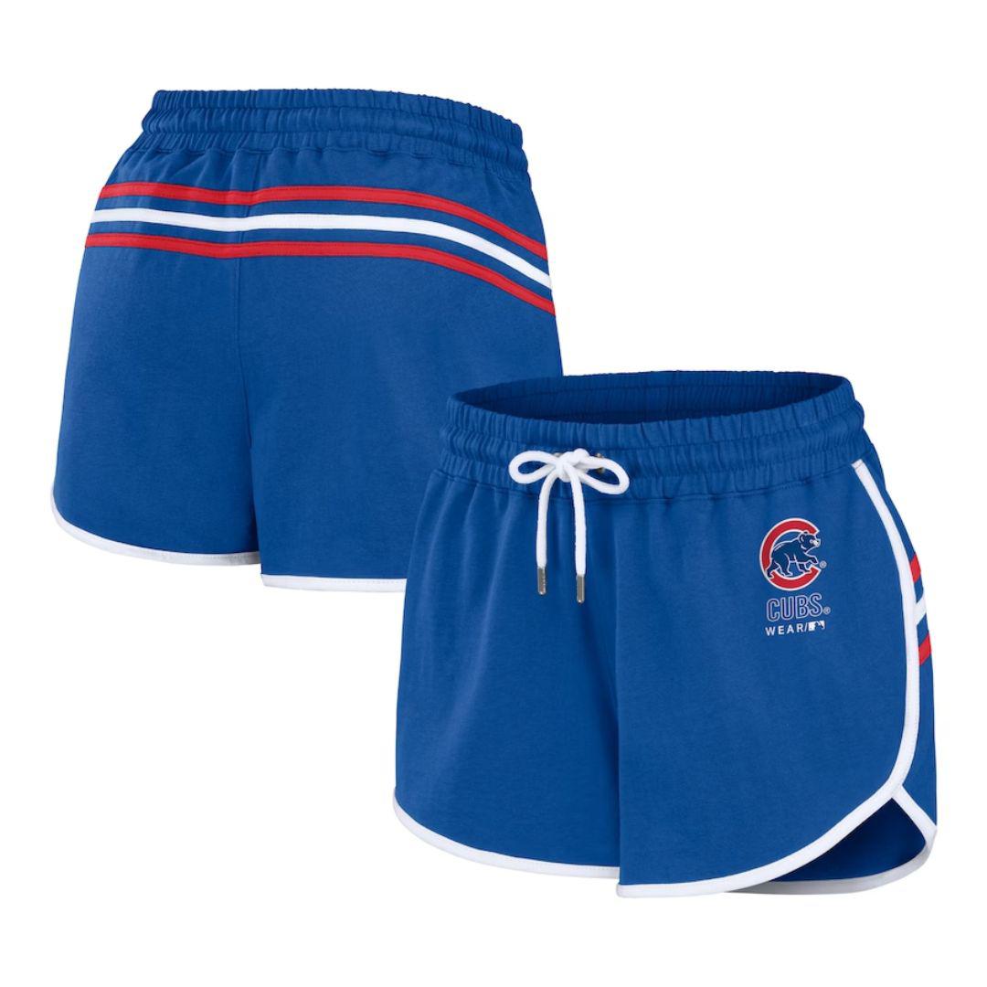 CHICAGO CUBS WEAR BY ERIN ANDREWS WOMEN'S WALKING BEAR LOGO ROYAL SHORTS Bottoms WEAR ERIN ANDREWS