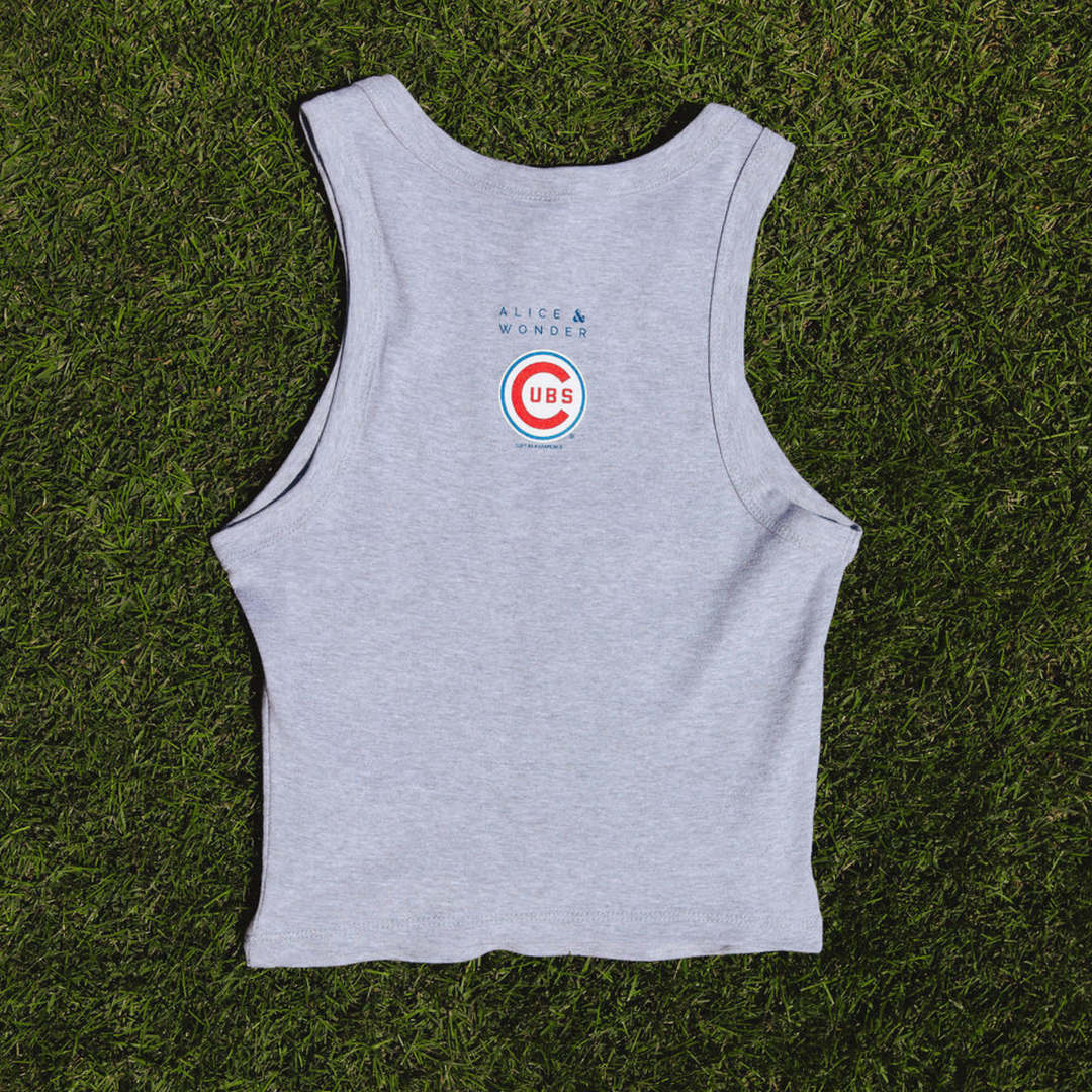 Chicago Cubs x Alice &amp; Wonder Cubbies Script Baby Tank — Gray Shirts SOFT AS A GRAPE