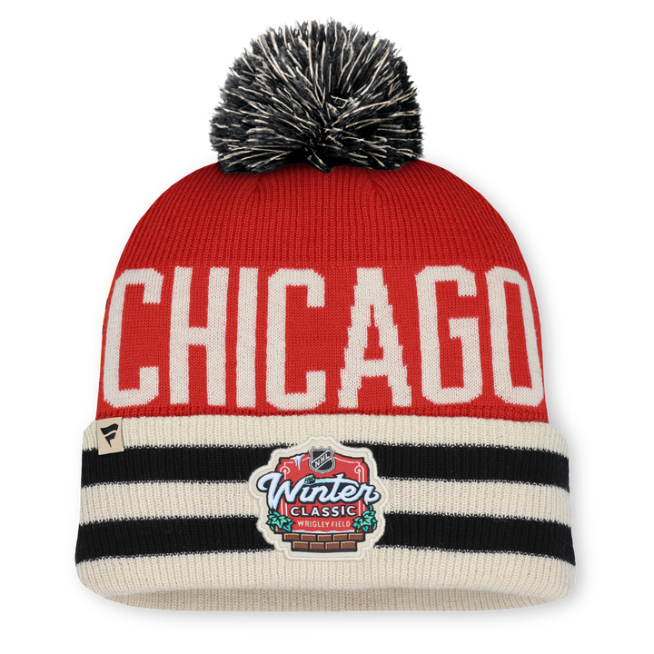 Chicago Blackhawks 2025 NHL Winter Classic Red Cuffed Knit Hat with Pom Knits FANATICS