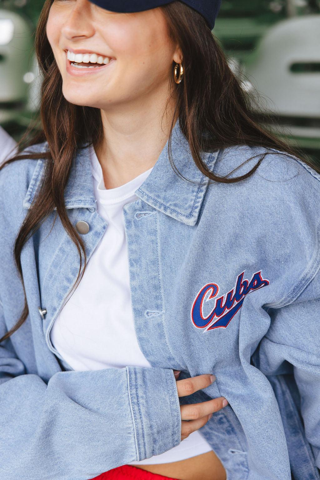Chicago Cubs X Alice & Wonder Women's Denim Jacket Jackets & Outerwear Alice & Wonder
