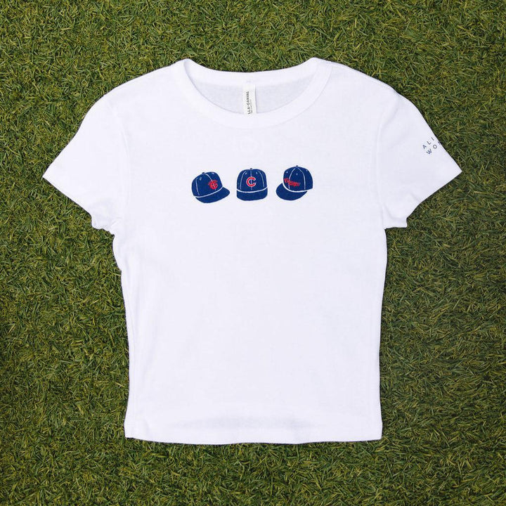 Chicago Cubs X Alice & Wonder Women's Triple Hat Baby Tee Alice & Wonder