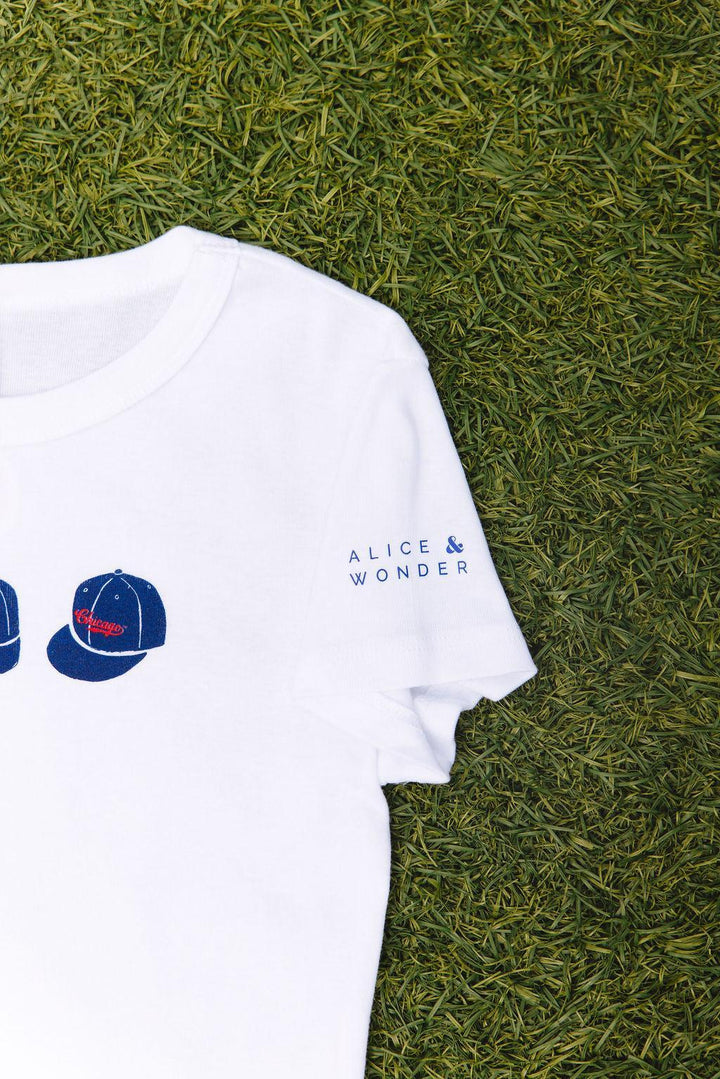 Chicago Cubs X Alice & Wonder Women's Triple Hat Baby Tee Alice & Wonder
