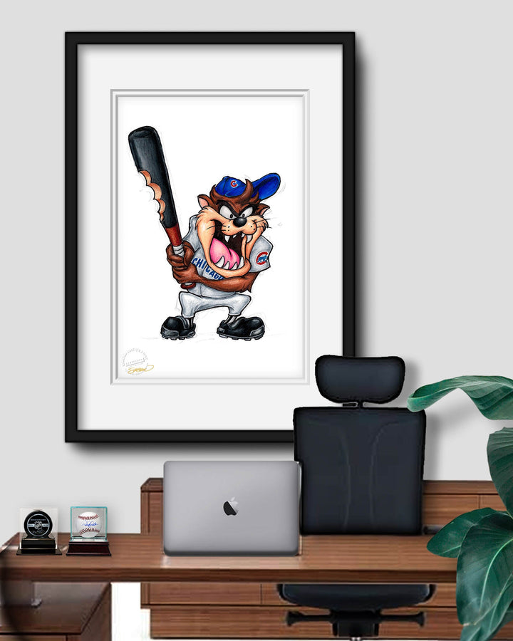 CHICAGO CUBS S. PRESTON TAZ ON DECK X CUBS ART PRINT Art Print S. Preston Art + Designs