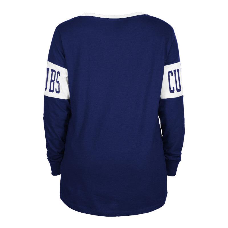 CHICAGO CUBS NEW ERA WOMEN'S 1914 NAVY LACE UP LONG SLEEVE TEE Long Sleeve Tees NEW ERA CAP COMPANY INC