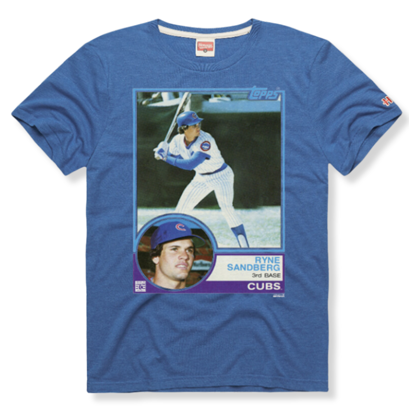 CHICAGO CUBS HOMAGE MEN'S SANDBERG ROOKIE CARD TEE Short Sleeve Tees HOMAGE