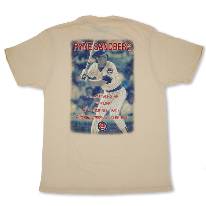 CHICAGO CUBS MITCHELL & NESS MEN'S TAN RYNE SANDBERG TEE Short Sleeve Tees MITCHELL & NESS