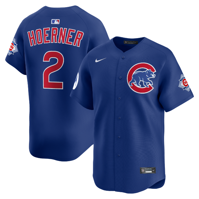 Chicago Cubs Nico Hoerner Royal Blue Alternate 150th Anniversary Limited Jersey by Nike Jerseys Nike