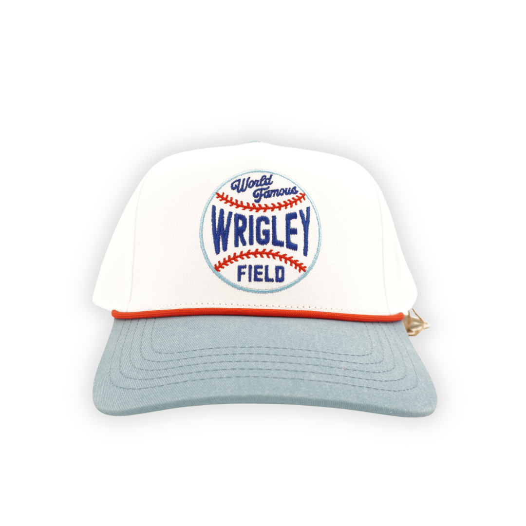 Wrigley Field Scottie Baseball Adjustable Cap in White/Light Blue by American Needle Caps AMERICAN NEEDLE