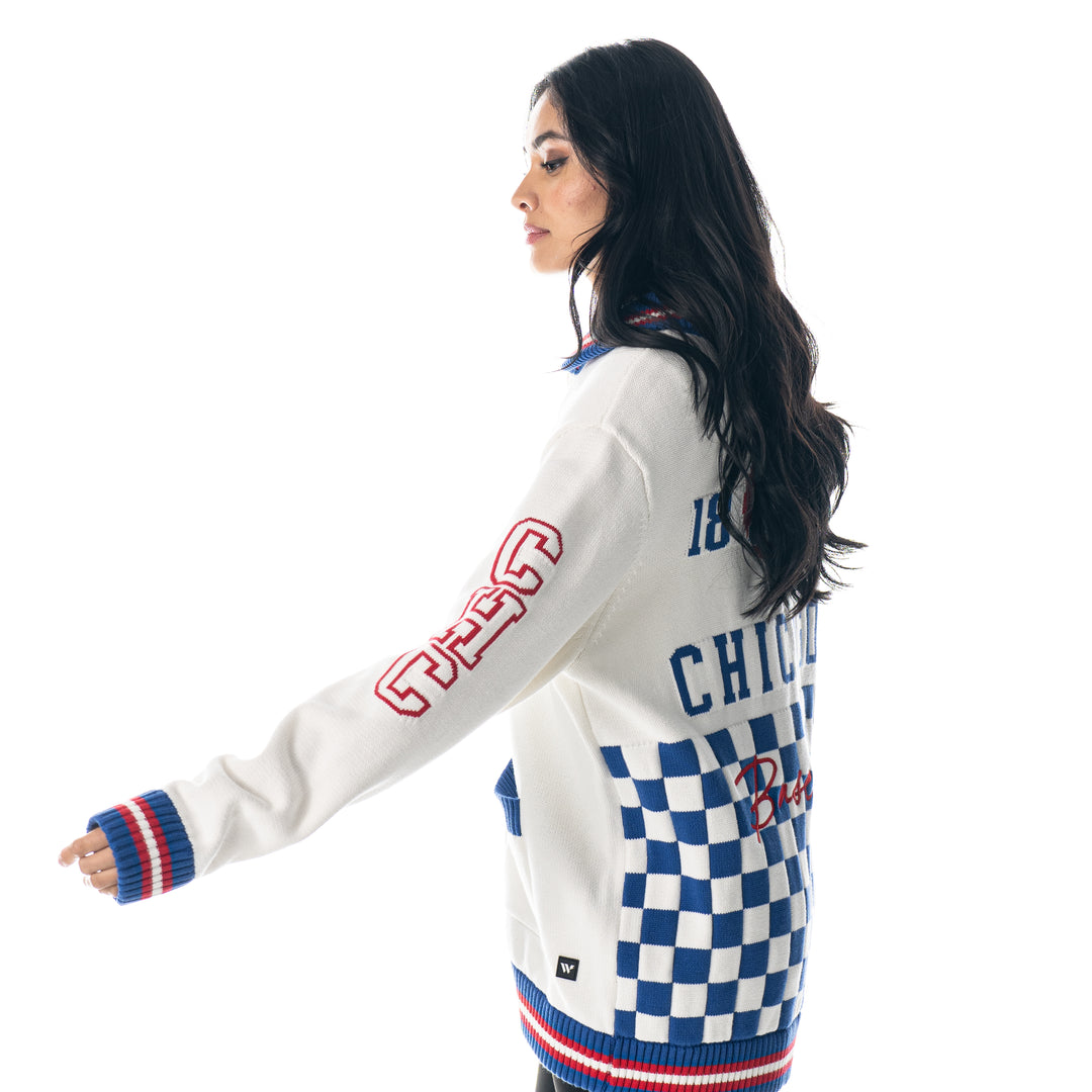 CHICAGO CUBS WILD COLLECTIVE WOMEN'S JACQUARD KNIT SWEATER Sweatshirts & Hoodies THE WILD COLLECTIVE