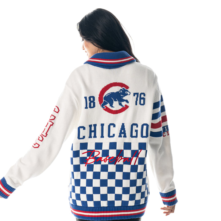 CHICAGO CUBS WILD COLLECTIVE WOMEN'S JACQUARD KNIT SWEATER Sweatshirts & Hoodies THE WILD COLLECTIVE