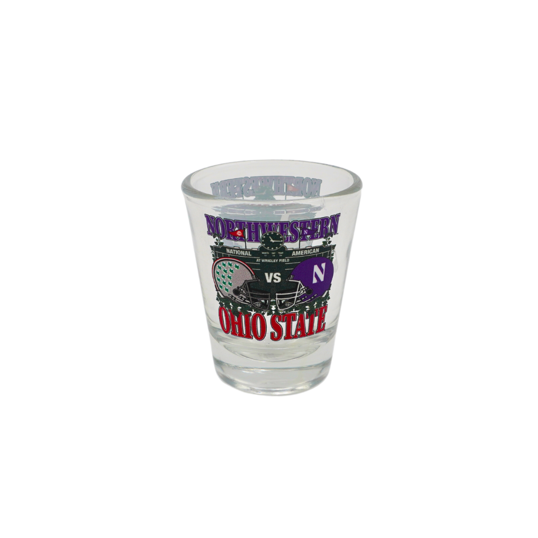 Wrigley Field Northwestern X Ohio State Dueling Helmet Shot Glass Home & Office LOGO CHAIR