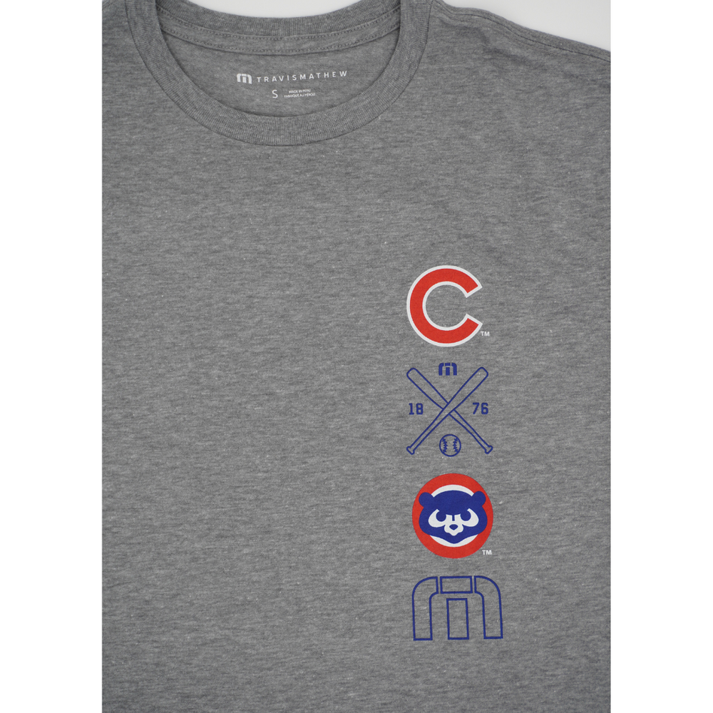 CHICAGO CUBS TRAVIS MATHEW MEN'S SLAM GREY TEE Short Sleeve Tees TRAVIS MATHEWS