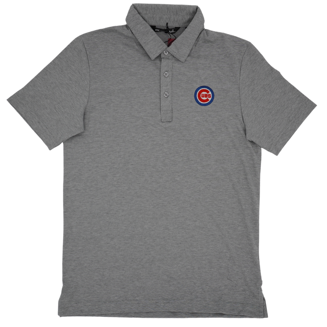 CHICAGO CUBS TRAVIS MATHEW MEN'S BULLSEYE ZINNA HEATHER GREY POLO Polo TRAVIS MATHEWS