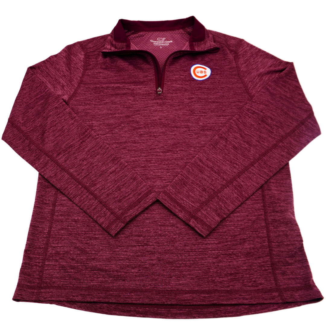 CHICAGO CUBS VINEYARD VINES MEN'S 1969 LOGO MAROON QUARTER ZIP Outerwear VINEYARD VINES