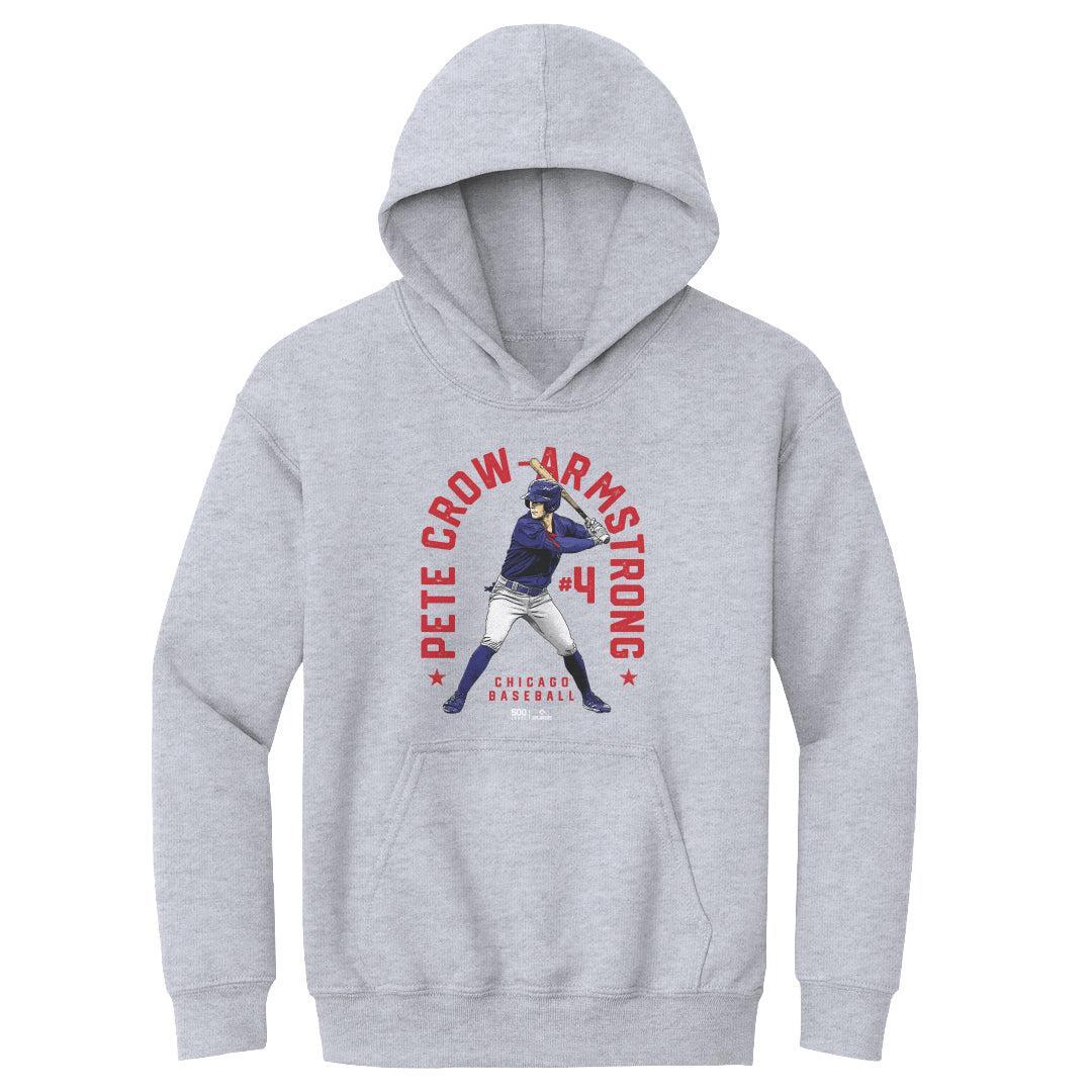 Chicago Cubs Pete Crow-Armstrong Name Arc Unisex Hoodie Gray Kids Youth Hoodie 500 LEVEL