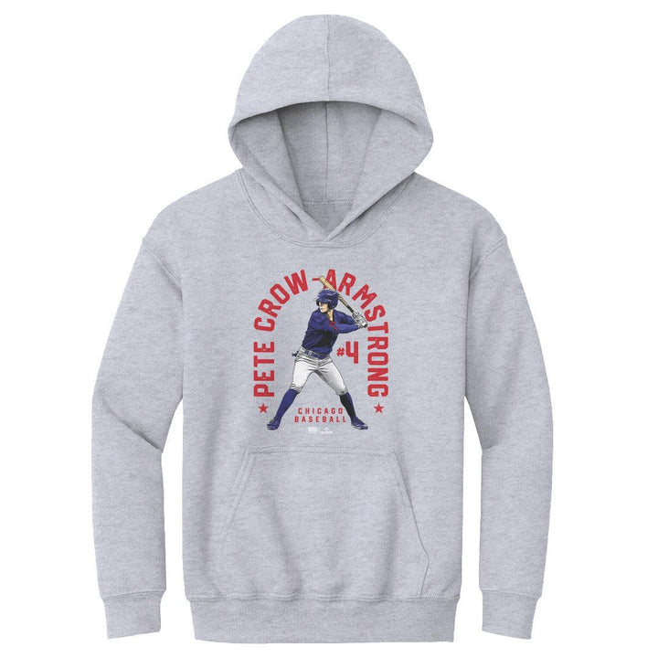 Chicago Cubs Pete Crow-Armstrong Name Arc Unisex Hoodie Gray Kids Youth Hoodie 500 LEVEL