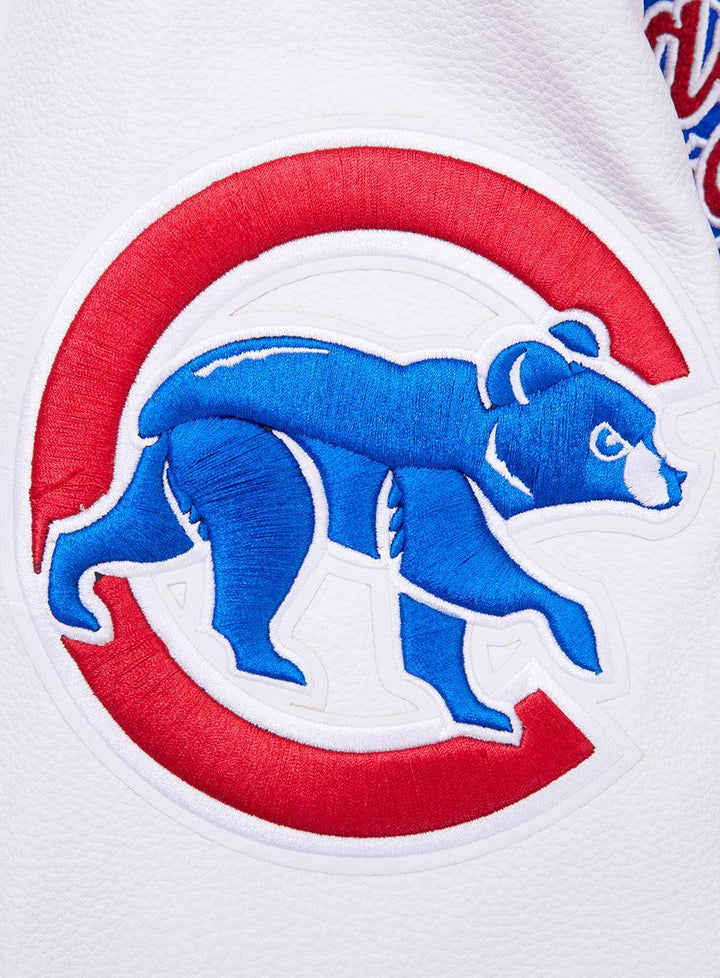Chicago Cubs Script Wool Varsity Jacket in Royal and Red by Pro Standard Jackets PRO STANDARD