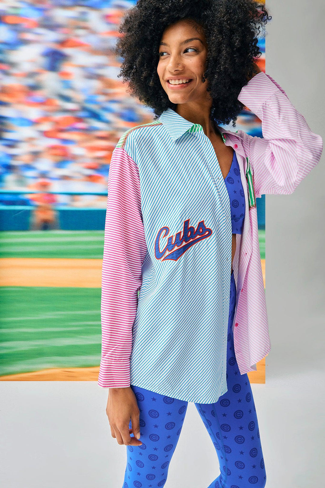 CHICAGO CUBS TEREZ WOMEN'S MULTICOLOR BUTTON DOWN Polos Terez