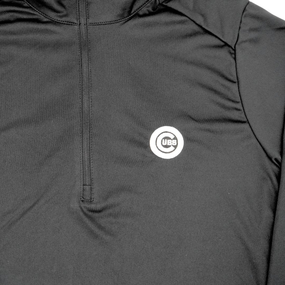 CHICAGO CUBS ANTIGUA MEN'S BULLSEYE LOGO BLACK HALF ZIP PULLOVER Jackets & Outerwear ANTIGUA