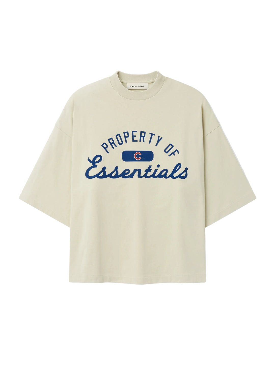 Chicago Cubs x Fear of God Essentials Wordmark Tee in Sandstone Short Sleeve Tees FEAR OF GOD