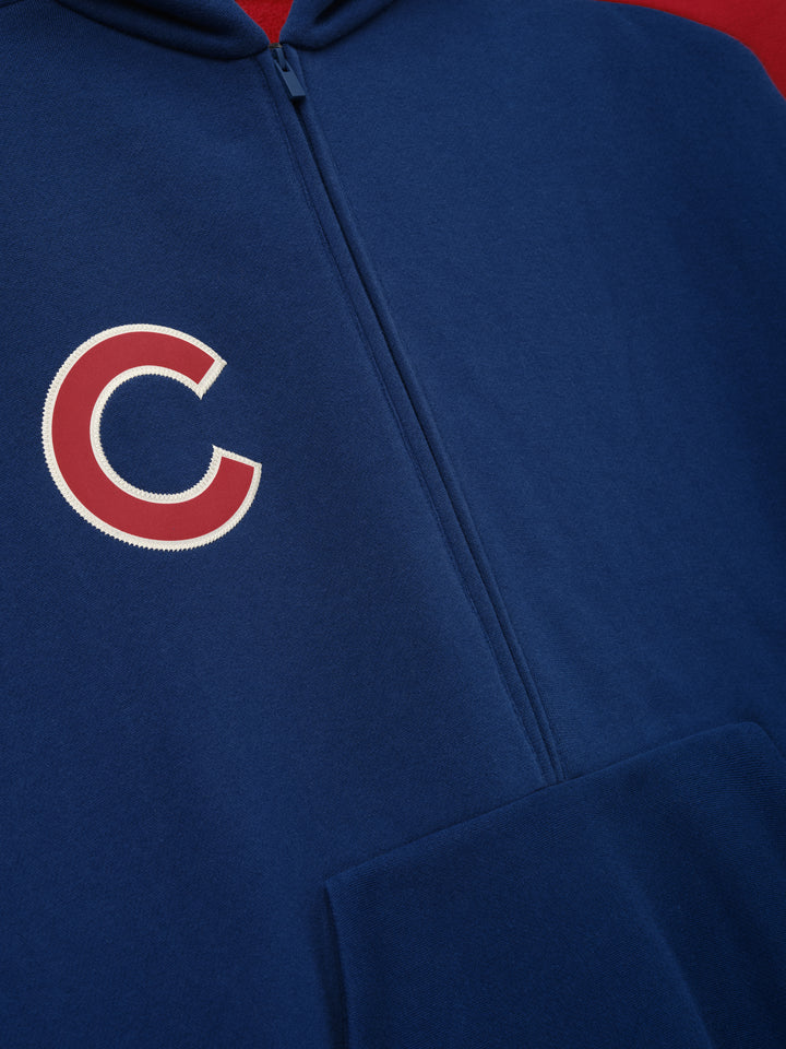 Chicago Cubs x Fear of God Raglan Half-Zip Hoodie in Royal/Red Sweatshirts &amp; Hoodies FEAR OF GOD