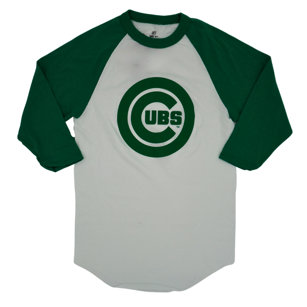 CHICAGO CUBS BULLSEYE GREEN BASEBALL TEE 3/4 Sleeve Tees DYNASTY APPAREL