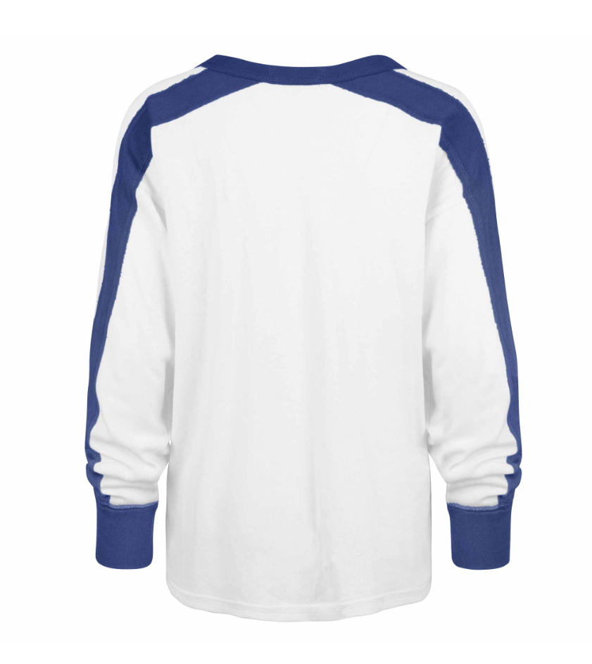 Chicago Cubs Walking Bear Women's White Premier Caribou Long Sleeve Tee by '47 Brand Long Sleeve Tees TWINS ENTERPRISE INC