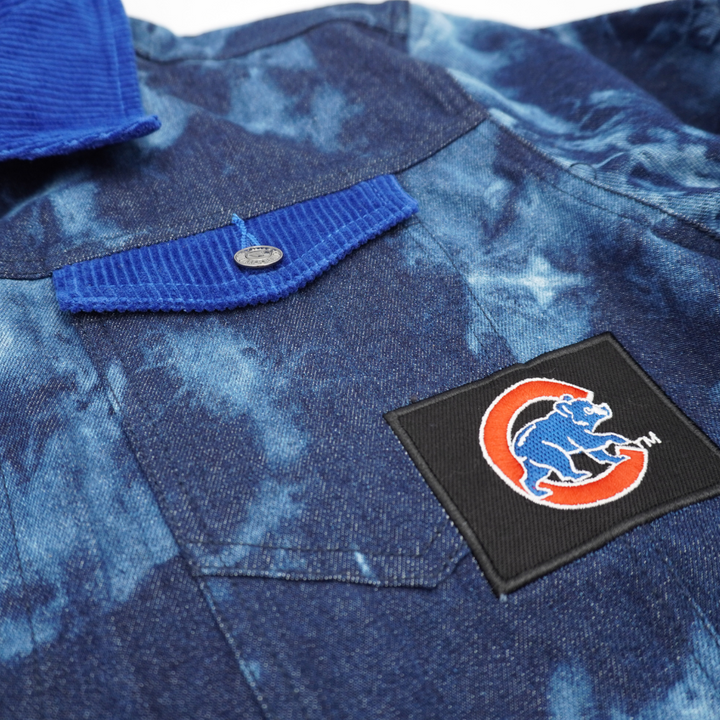 CHICAGO CUBS THE WILD COLLECTIVE WOMEN'S DISTRESSED DENIM JACKET Jackets & Outerwear THE WILD COLLECTIVE