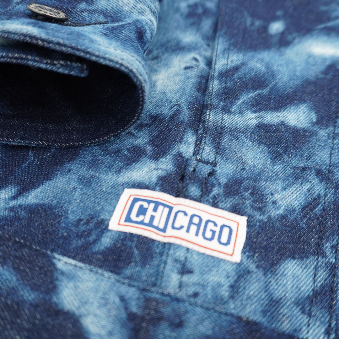 CHICAGO CUBS THE WILD COLLECTIVE WOMEN'S DISTRESSED DENIM JACKET Jackets & Outerwear THE WILD COLLECTIVE