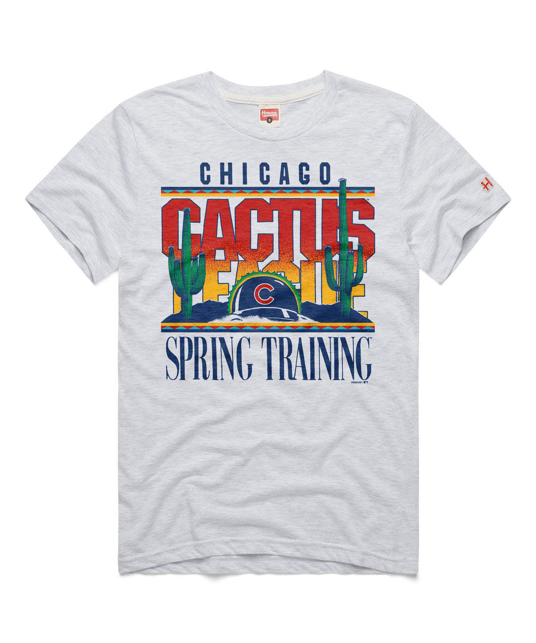 Chicago Cubs Spring Training Cactus Helmet Grey Men's Short Sleeve Tee by Homage Tees Homage