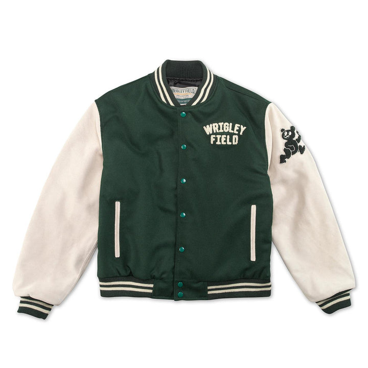 WRIGLEY FIELD AMERICAN NEEDLE MEN'S BLEACHER CLOCK LETTERMAN JACKET Jackets & Outerwear AMERICAN NEEDLE