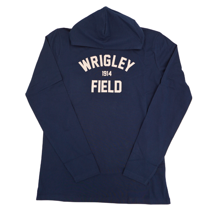 Chicago Cubs Wrigley Field Long Sleeve Hoodie Tee in Navy Sweatshirts & Hoodies LEVY UK
